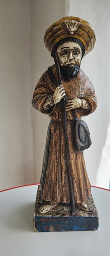 Antike holzfigur pilger hl - /,
