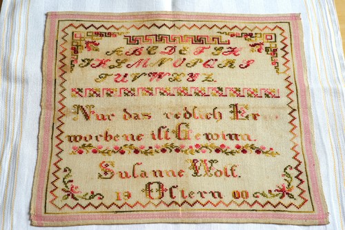 Stickmustertuch ostern 1900 - stickmustertuch,