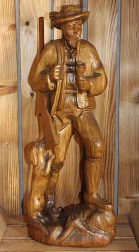 Antike holzfigur jäger - xl, mit