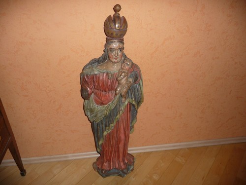 Antike madonna mit kind holz - madonna,